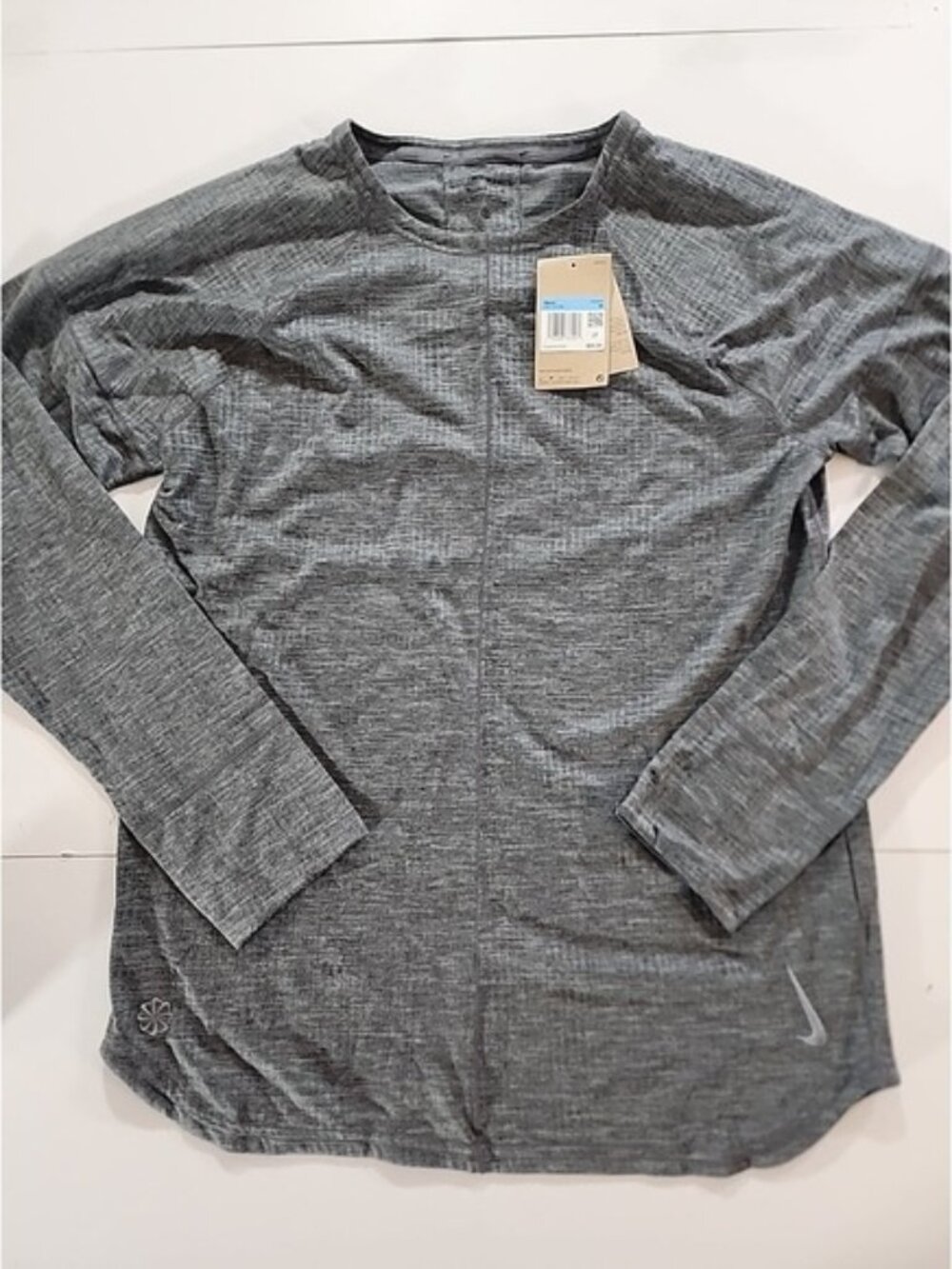 Nike Yoga Long Sleeve Top Size Medium Mens Grey Dri Fit Thumbholes